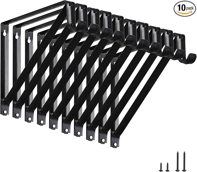 Closet Rod Brackets 11x9.5in, Closet Shelf Brackets 10 Pack, Wall Mounted by HOME+MASTER+HARDWARE