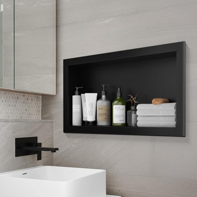 12" x 24" Stainless Steel Shower Niche, Single Waterproof Shelves, No-Tile - Image 8
