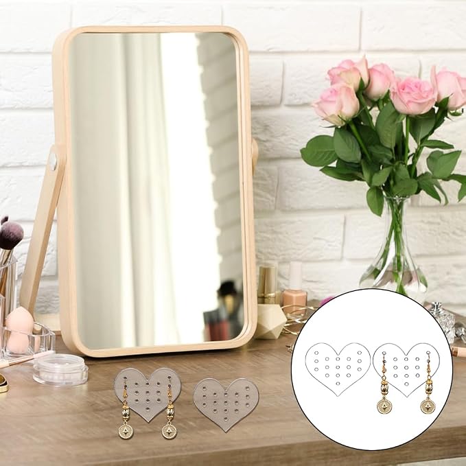 GOMAKERER 30 Pcs Clear Acrylic Earring Display Cards, 16 Holes Heart Shape - Image 5