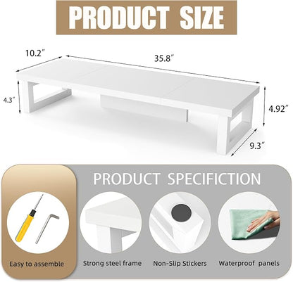 WESTREE Dual Monitor Stand Riser, Wood and Steel Monitor Stand Riser, Computer - Image 7