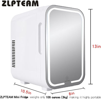 Mini Fridge with Mirror Door & Adjustable LED Lights - 8L Cosmetic Skincare - Image 2