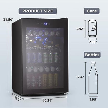 COWSAR Beverage Refrigerator 145 Can Wine Cooler Freestanding Mini Fridge Small - Image 3