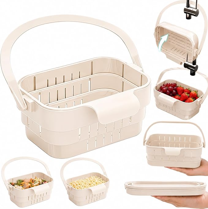 Foldable Hanging Sink Drain Basket, 2026 Stretchable Kitchen Colander by Unknown