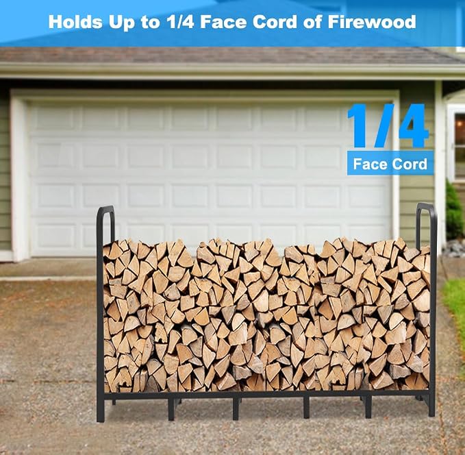 6.7ft Firewood Rack Holder, Adjustable Heavy Duty Fire Log Stacker Stand - Image 3