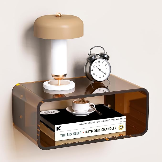 Acrylic Floating Nightstand, Bedside Table, Nightstand Shelf Wall Mounted by AcrylicTable