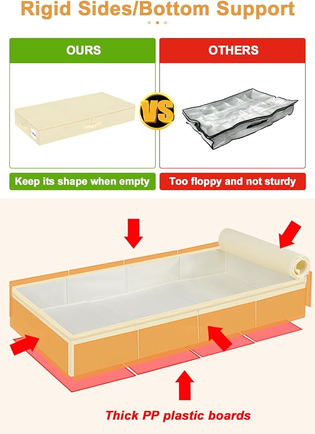 punemi 4.5 Inch Tall Low Profile Under Bed Storage Containers Bins, Under Couch - Image 3