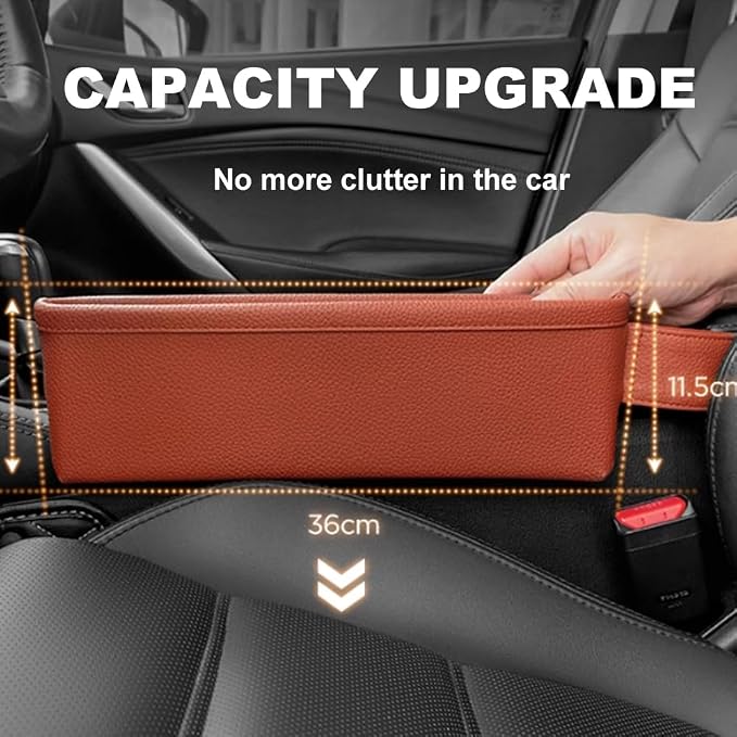 Tumecos Car Seat Pockets PU Leather Car Console Side Organizer Seat Catcher - Image 4