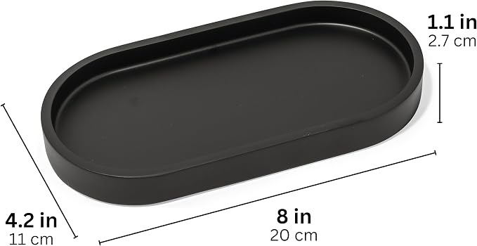 Matte Black Round Soap Dispenser Tray, 8” Soap and Lotion Bottle Tray Organizer - Image 5