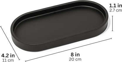 Matte Black Round Soap Dispenser Tray, 8” Soap and Lotion Bottle Tray Organizer - Image 5