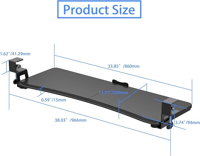 suptek Large Keyboard Tray Under Desk Pull Out - Image 6