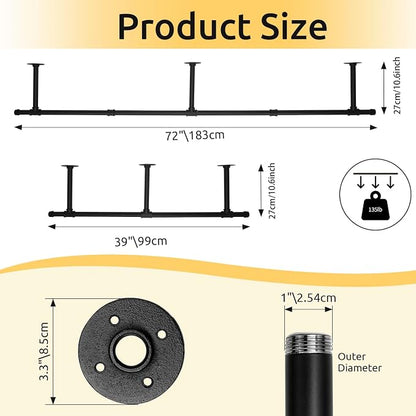 Oroonoko 72inch Industrial Pipe Clothes Garment Rack Ceiling Mount - Image 2