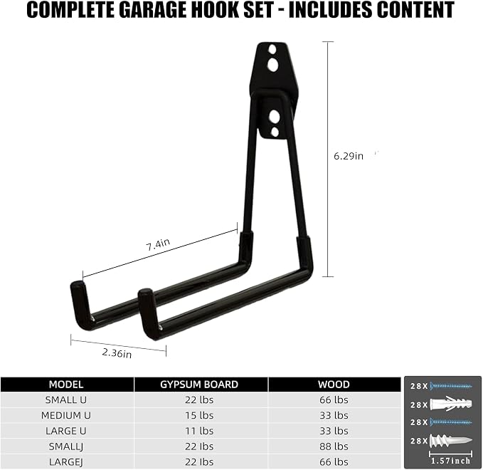 Garage Hooks, 4 Pack 7.7inch Large Square Wall Hooks - Image 7