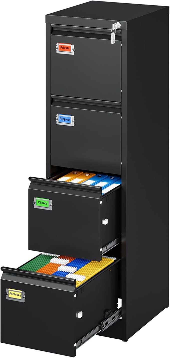4 Drawer File Cabinet, Vertical Filing Cabinets by PEUKC