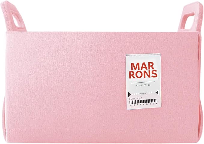 Collapsible Felt BABYPINK Storage Bin Medium 11"x7.1"x7.1" – Foldable Basket by MARRONS