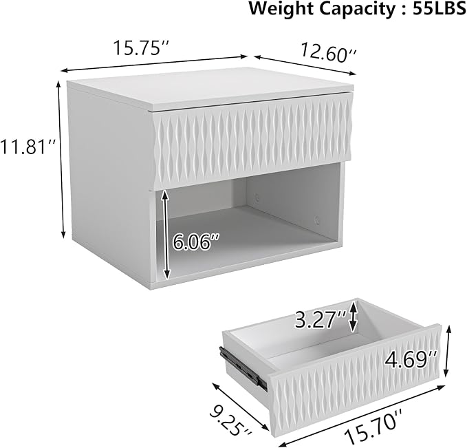Floating Nightstand Set of 2, Modern Bedside Tables - Image 2