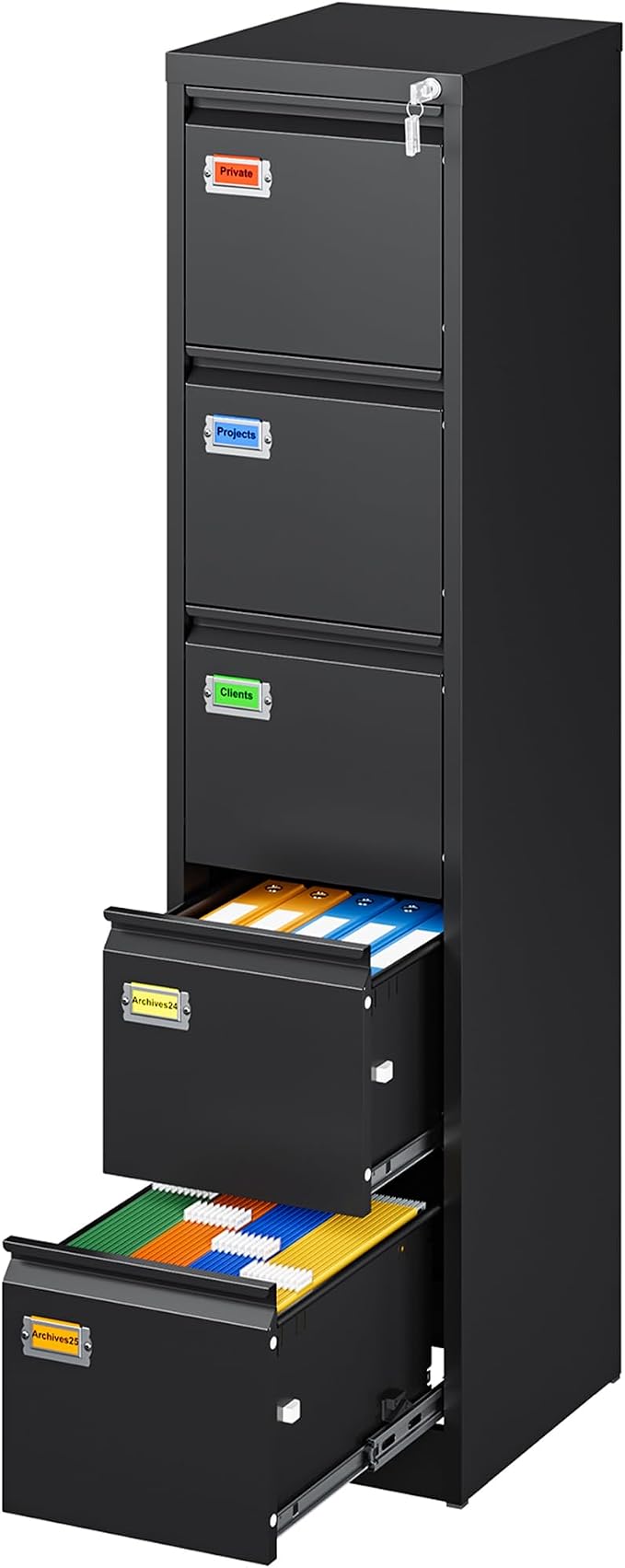 5-Drawer File Cabinet, 16.3" Deep Vertical Metal Filing Cabinet by PEUKC