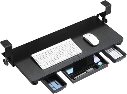 Keyboard Tray Under Desk with Drawer, 26.77" X 11.81" Keyboard Tray Large Size by TECLUK