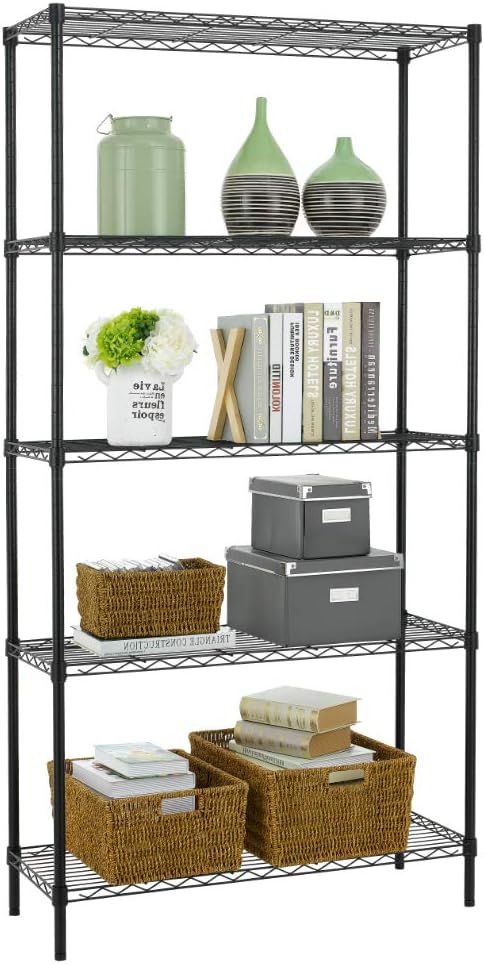 PayLessHere | 5-Tier Wire Shelf | 36"x14"x72" | Black | Adjustable Racks | by BestOffice