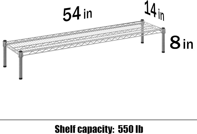 14" Deep x 54" Wide x 8" Height 1-Tier Wire Shelving Kit | NSF Commercial - Image 3
