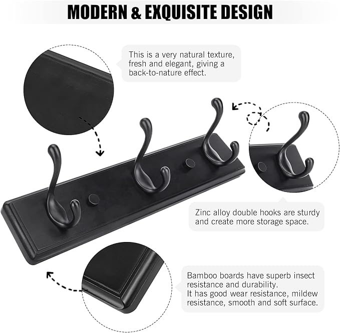 Wooden Coat Rack, Wall-Mounted Organizer - Image 4