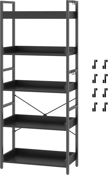 HCHQHS 5 Tier Bookshelf, Adjustable Industrial Bookcase, Vertical Tall Book by HCHQHS