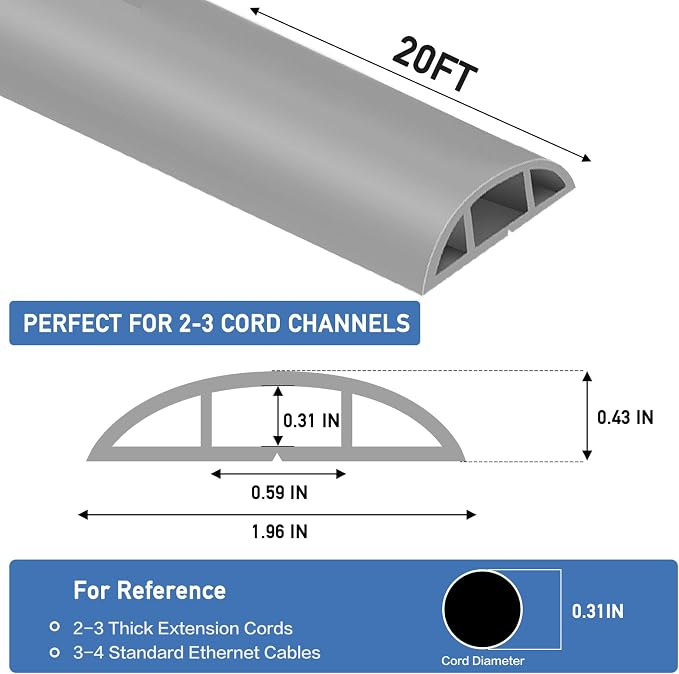 Floor Cord Cover Self Adhesive Cord Hider Floor Extension Cord Covers - Image 2
