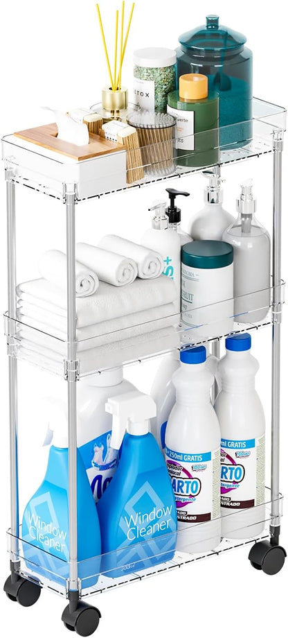 Yieach Clear 3 Tier Slim Rolling Storage Cart - Image 9