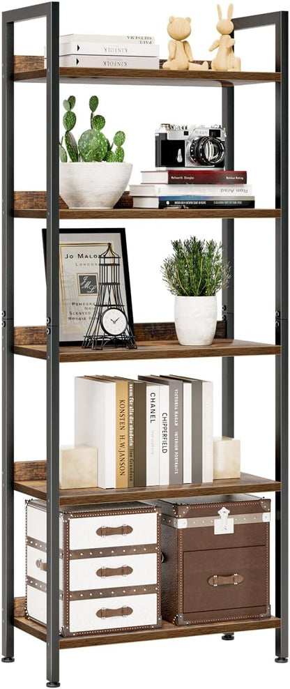 NUMENN Bookshelf, 5 Tier Freestanding Shelving Unit, Vintage | Metal Frame & by NUMENN