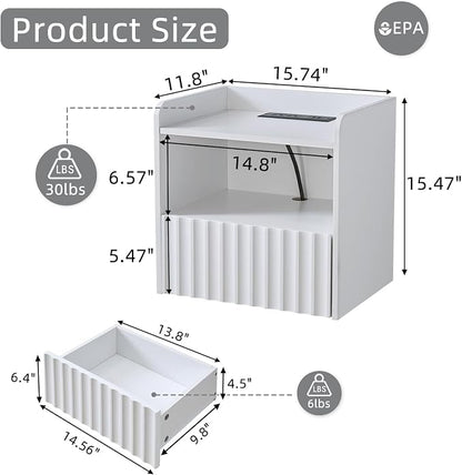 Modern Fluted Floating Nightstand Wall Mounted - Image 2