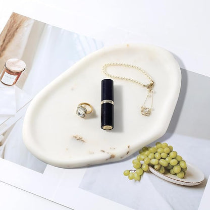 Koville Luxurious White Marble Vanity Tray, Cloud Shape Serving Stone Key Tray - Image 7