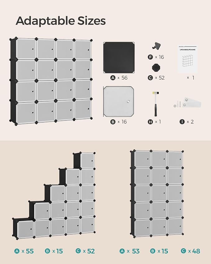 SONGMICS Cube Storage Organizer, Closet Storage Shelves, DIY Plastic Closet - Image 7