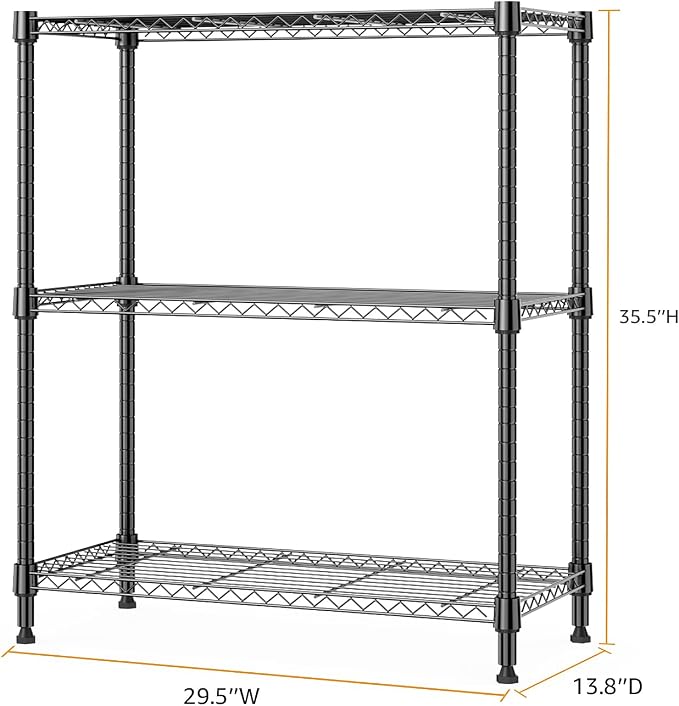 750 lbs 3 Tier Storage Rack Metal Wire Shelving Unit, Storage Standing Shelf - Image 3