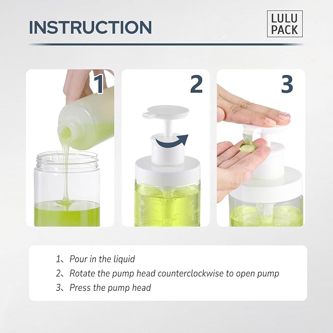 Lulupack Pump Bottle Dispenser for Soap - 8 oz Plastic Empty Container for - Image 6