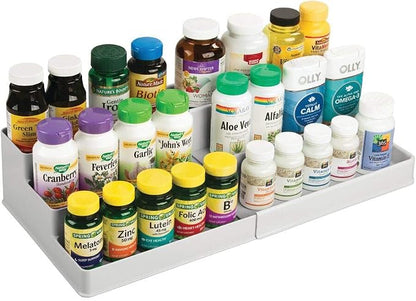 mDesign Plastic Expandable 3-Tier Shelf Rack Organizer by mDesign