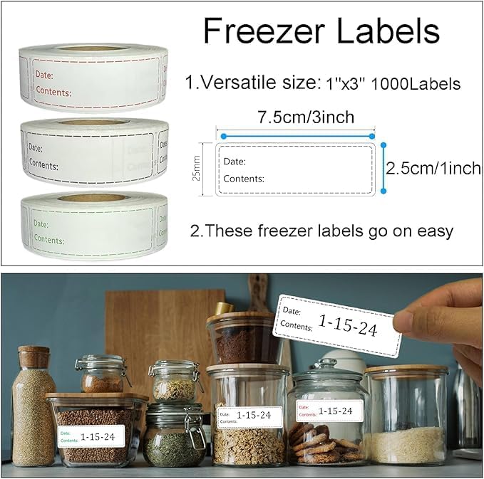 Freezer Labels 4 Rolls 2000pcs, 1x3 inch - Image 2