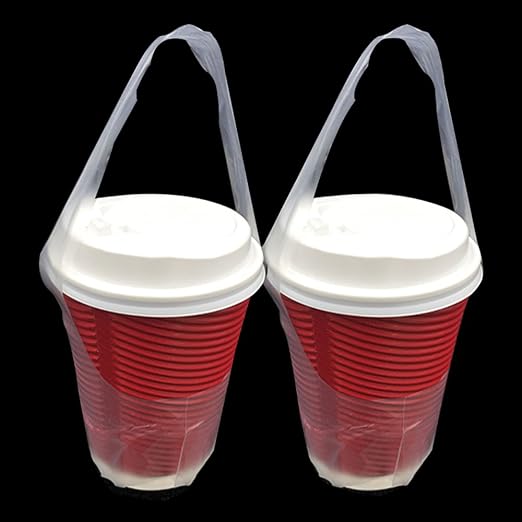 FERENLI 12.5x23cm 1000 Pcs Clear Plastic Handle Drink Containers Bags T Type - Image 2