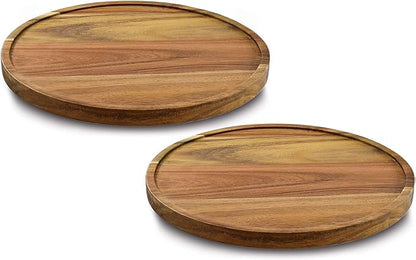 12" Acacia Wood Lazy Susan Organizer Kitchen Turntable by AUAM