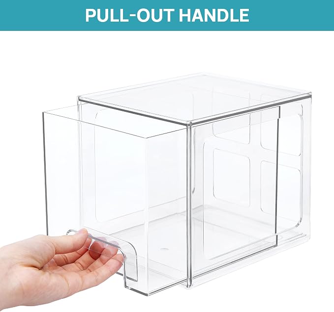 Vtopmart 2 Pack Stackable Storage Drawers, 6.6''Tall Acrylic Bathroom Makeup - Image 7