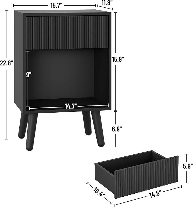 Nightstand, Modern Bedside Table - Image 2