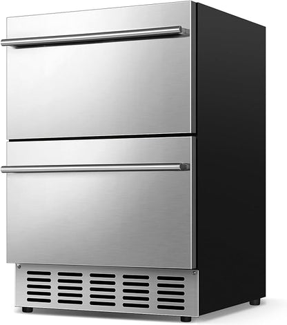 Under Counter Beverage Refrigerator 24 Inch, Outdoor Drawer Fridge Stainless by FoMup