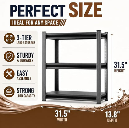 3 Tier Metal Bookshelf, Adjustable Tall Bookcase, Heavy Duty 1800 LBS Modern - Image 3