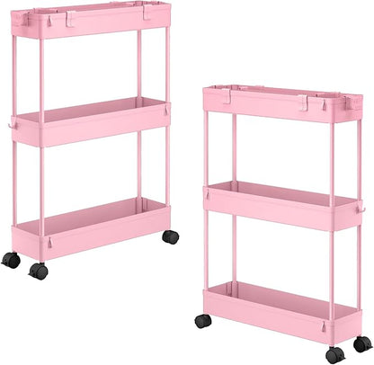 SPACELEAD 2-piece Set Slim Storage Cart 3 Tier, Bathroom Organizer Rolling by Home