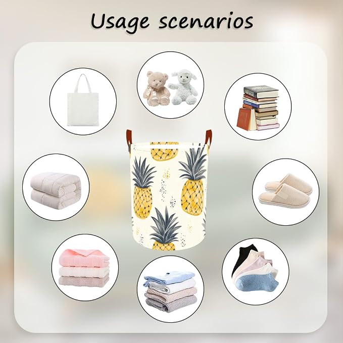 Laundry Baskets 15.7x19.7 Inch Pineapple Tropical Design Collapsible Laundry - Image 4