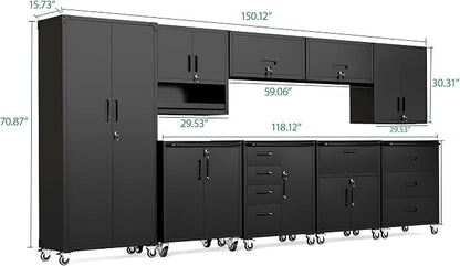 9-Piece Heavy Duty Steel Garage Cabinet System | All-in-One Modular Garage - Image 2