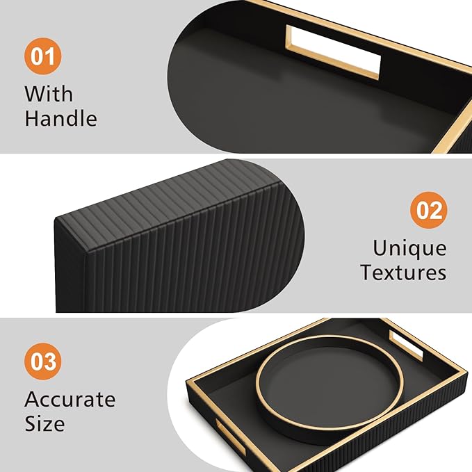 SANZIE Leather Tray Desktop Storage Organizer Premium Serving Tray Decorative - Image 3