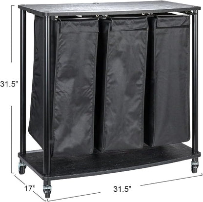 Household Essentials 3-Bag Laundry Sorter, Smooth Laminate Shelving, Sturdy - Image 2
