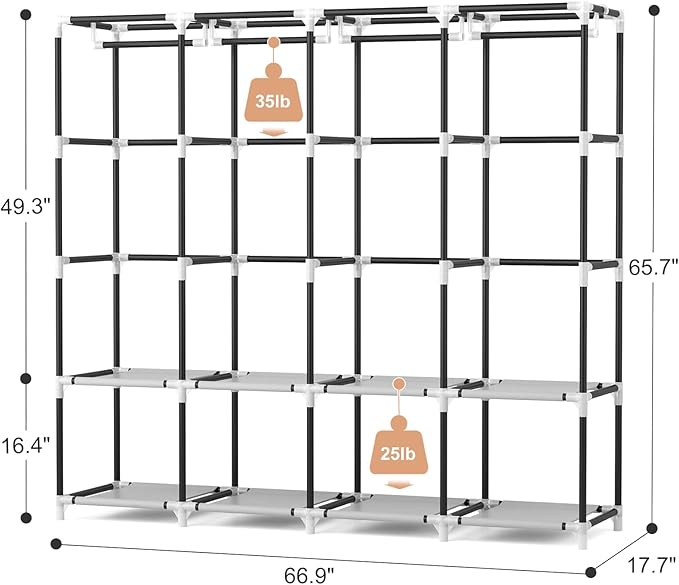 VTRIN Portable Closet for Hanging Clothes 67 Inch Wide Large Capacity Portable - Image 3