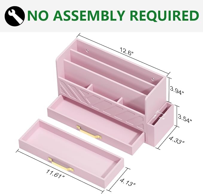 Bamboo Desk Organizer Mail Holder Countertop Wood Desk Drawer Tabletop Storage - Image 4