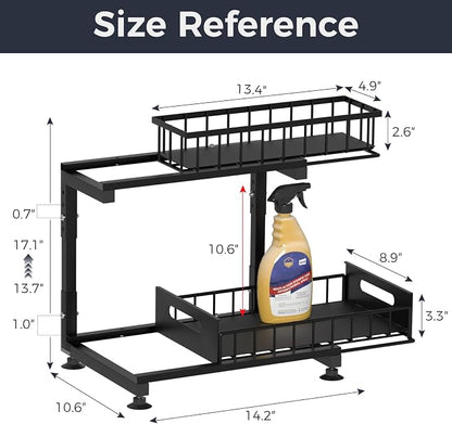 Under Sink Organizer, 2-Tier Pull Out Cabinet Drawer - Image 6