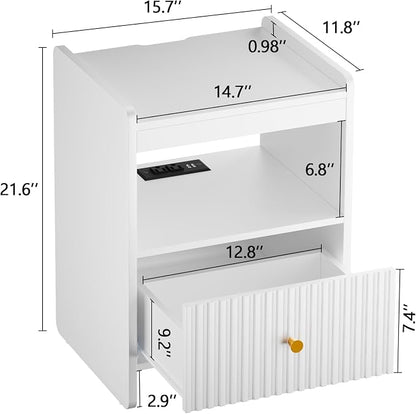 HIFYOBRO 21.6" Tall Fluted Nightstand, End Table - Image 3